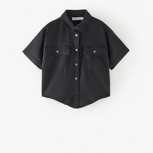 Zara girls flowy snap button shirt